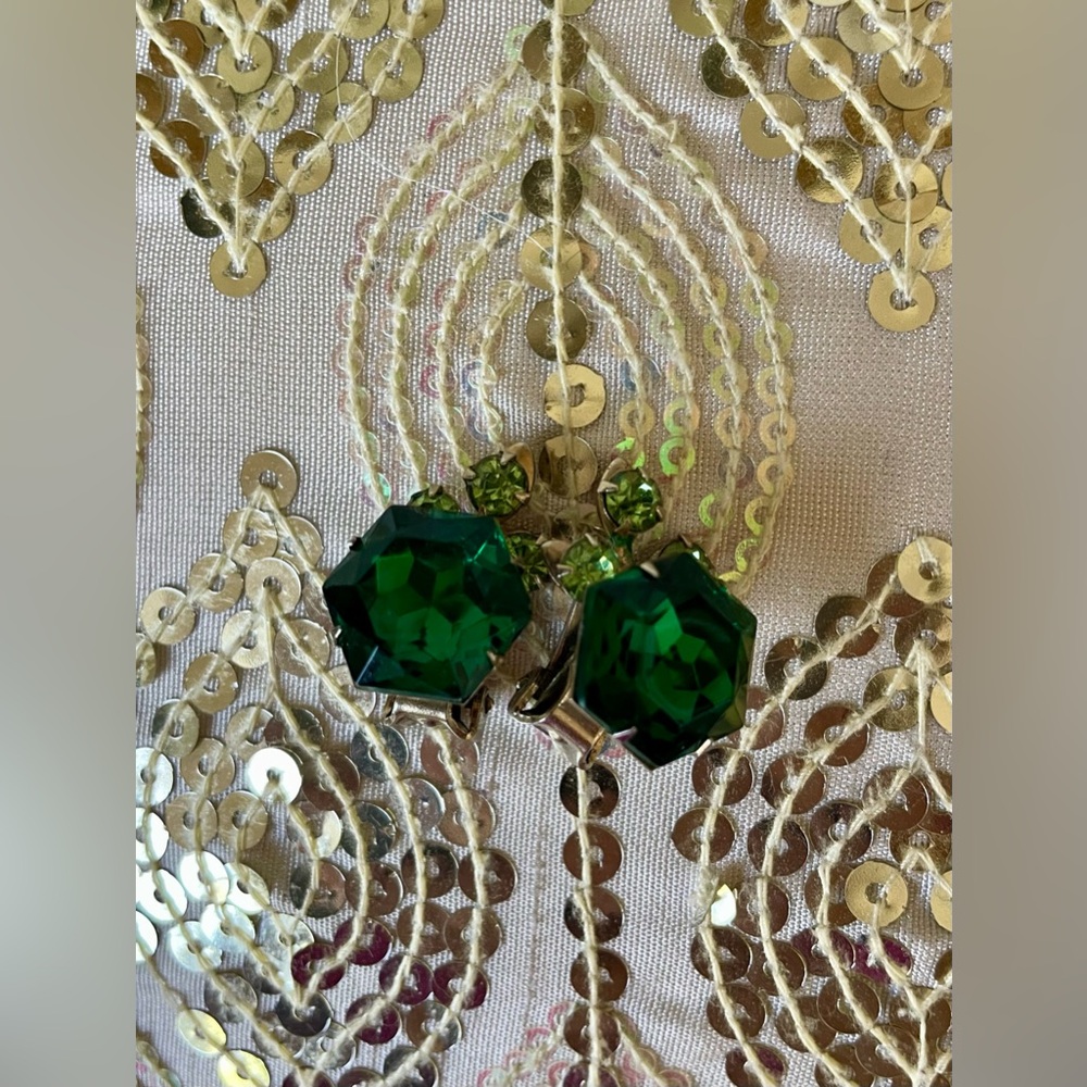 Vintage Green Clip-on Earrings